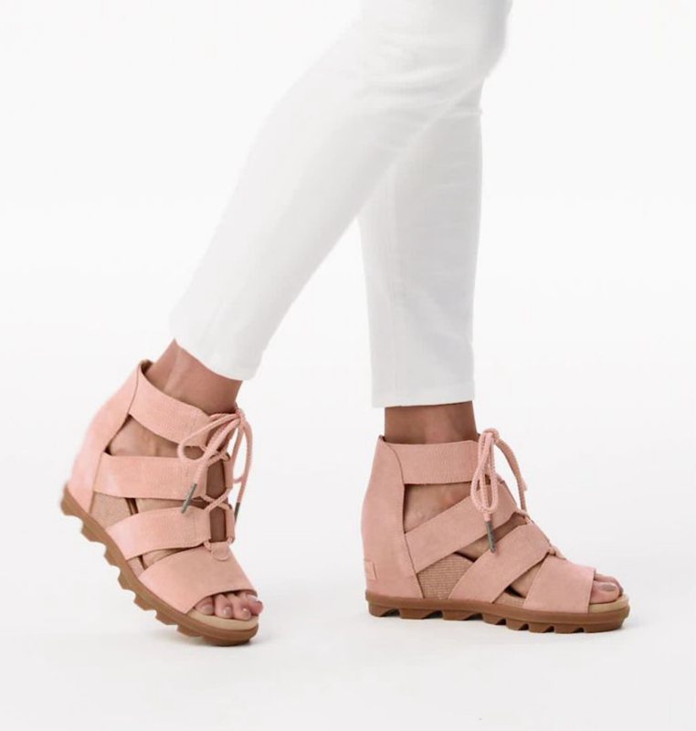 Womens Sandals Pink - Sorel Joanie™ II Lace Wedge - 604-XORVSG